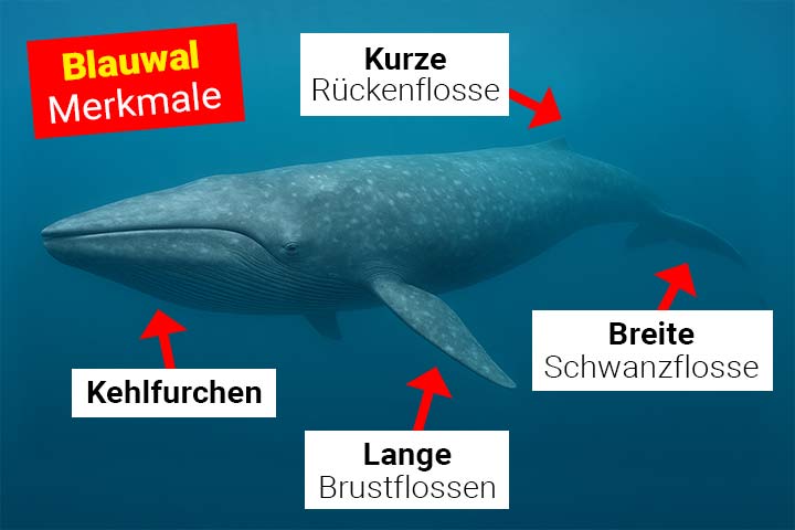 Blauwal Körperbau und Aussehen